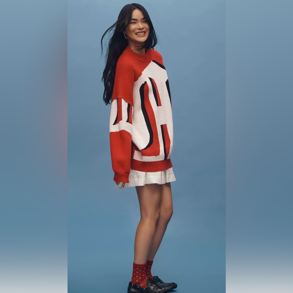 Maeve Oversized Graphic Monogram Sweater